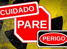 cuidado pare perigo
